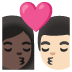 kiss, woman, man, dark skin tone, light skin tone